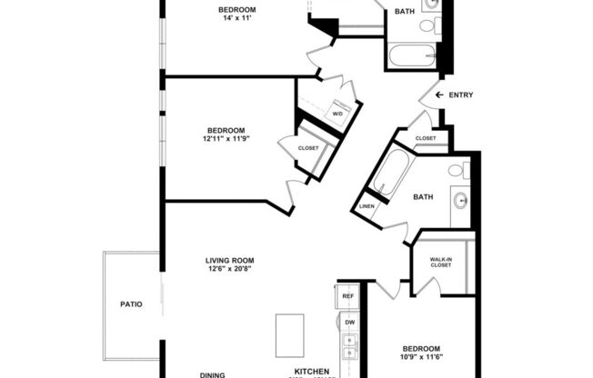 3 beds, 2 baths, 1,323 sqft, $2,685