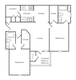 2 beds, 2 baths, 1,069 sqft, $1,304