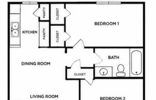 2 beds, 1 bath, 835 sqft, $965