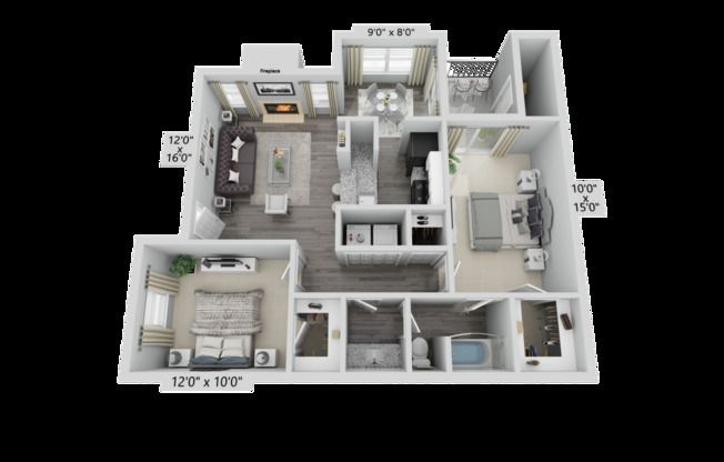 2 beds, 1 bath, 976 sqft, $1,700, Unit 219