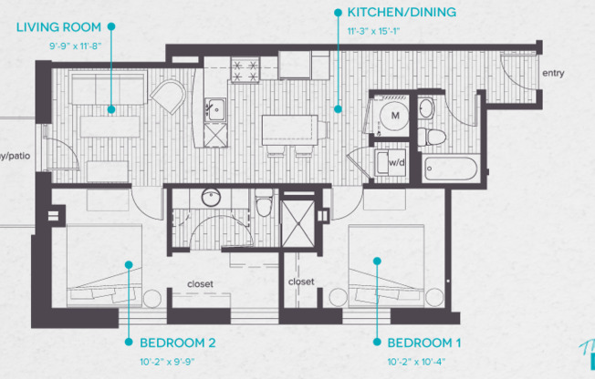 2 beds, 2 baths, 880 sqft, $1,675, Unit 502