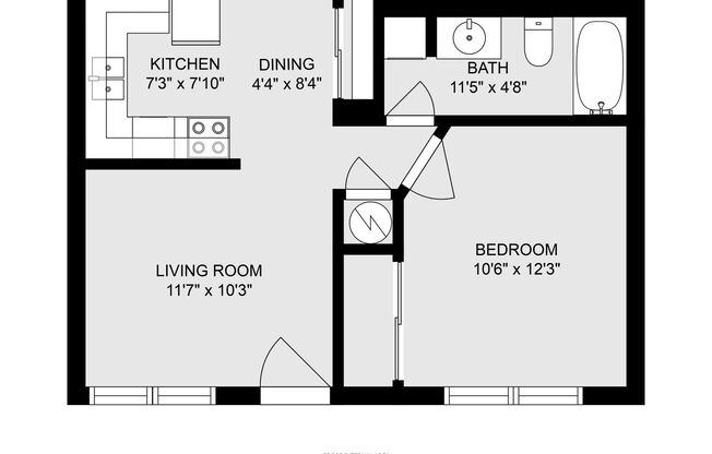 1 bed, 1 bath, 457 sqft, $943, Unit F