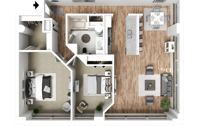 2 beds, 1 bath, 1,274 sqft, $1,404, Unit 1-C109