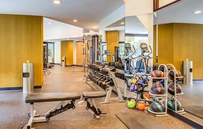 Fitness Center With Modern Equipment at Asbury Plaza, Chicago
