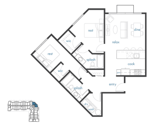 2 beds, 2 baths, 973 sqft, $2,195