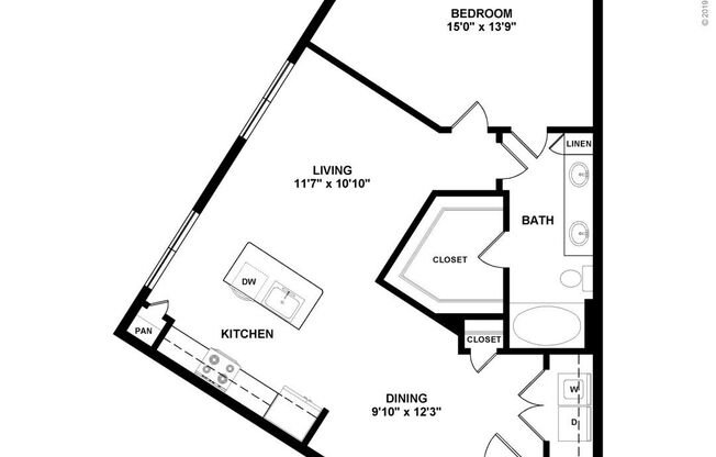 1 bed, 1 bath, 896 sqft, $1,564