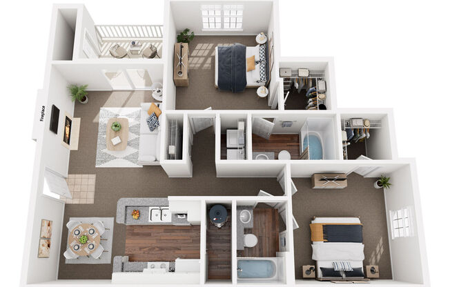 2 beds, 2 baths, 1,075 sqft, $1,355