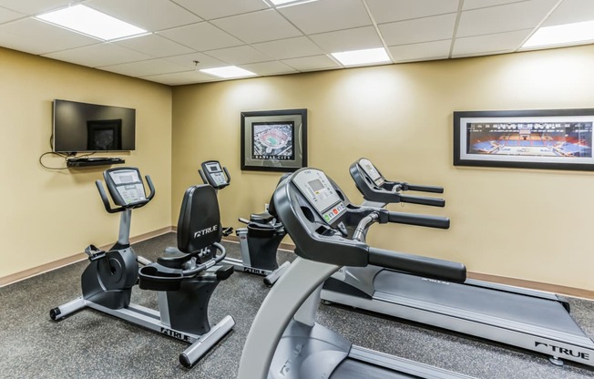 the gym has plenty of exercise equipment for residents to use