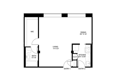 Studio, 1 bath, 567 sqft, $1,548