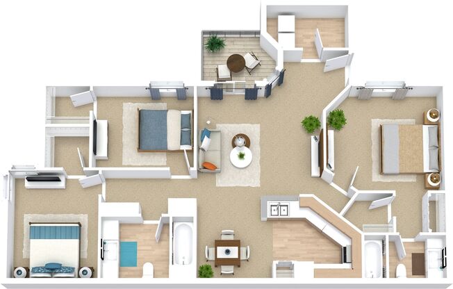 3 beds, 2 baths, 1,200 sqft, $1,866, Unit 1226