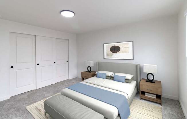 Renovated bedroom with modern styling in Redmond, WA apartments