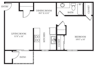 1 bed, 1 bath, 720 sqft, $1,114