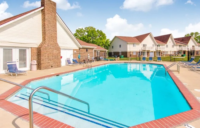 Resort style swimming pool with large sundeck at Waterstone Place Apartments in Indianapolis, IN 46229