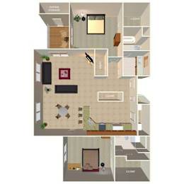 2 beds, 2 baths, 1,391 sqft, $1,650