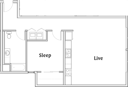 1 bed, 1 bath, 894 sqft, $2,376, Unit 404