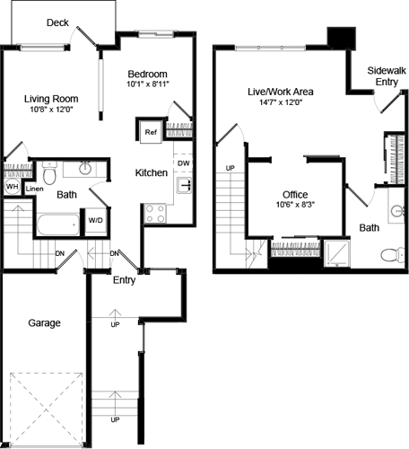 1 bed, 2 baths, 1,073 sqft, $2,073, Unit 103