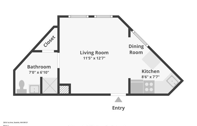 Studio, 1 bath, 375 sqft, $1,425, Unit 209