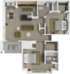 2 beds, 2 baths, 968 sqft, $1,120