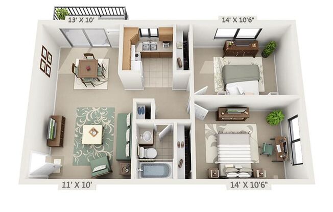 2 beds, 1 bath, 800 sqft, $1,095, Unit 3253-01