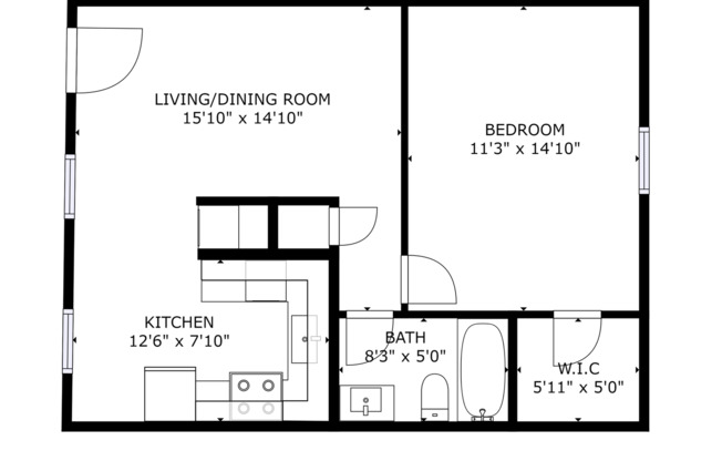 1 bed, 1 bath, 650 sqft, $1,290, Unit 105