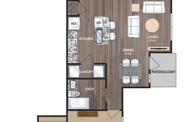 1 bed, 1 bath, 824 sqft, $1,316