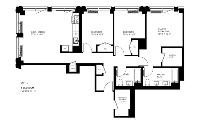 3 beds, 2 baths, 1,297 sqft, $10,695, Unit 6L