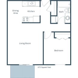 1 bed, 1 bath, 675 sqft, $615