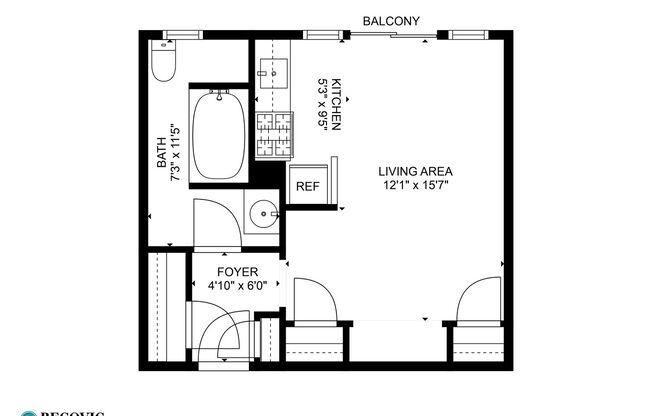 Studio, 1 bath, 282 sqft, $1,550, Unit 315