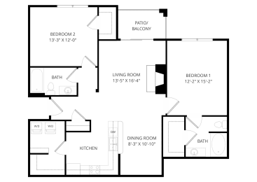 2 beds, 2 baths, 1,175 sqft, $1,435