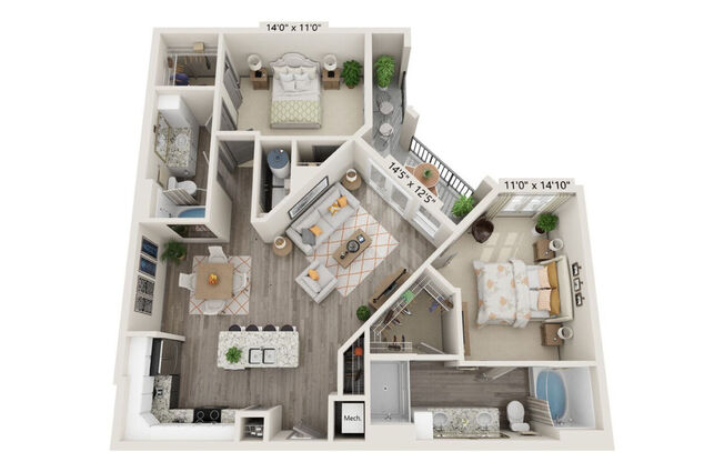 2 beds, 2 baths, 1,188 sqft, $1,551