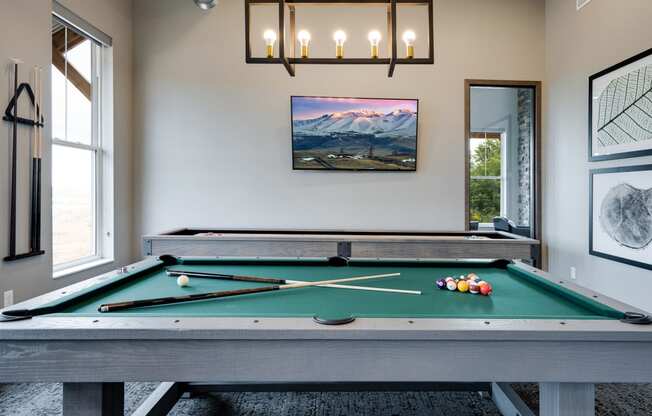 Pool Table with Mounted Flat Screen