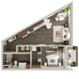 Studio, 1 bath, 616 sqft, $1,343