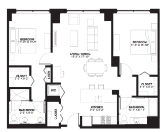 2 beds, 2 baths, 1,194 sqft, $3,700