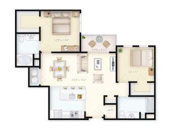 2 beds, 2 baths, 1,150 sqft, $3,592