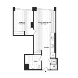 1 bed, 1 bath, 673 sqft, $2,062