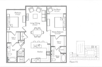 2 beds, 2 baths, 1,172 sqft, $2,550