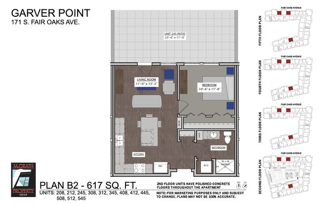 1 bed, 1 bath, 617 sqft, $1,620, Unit 445