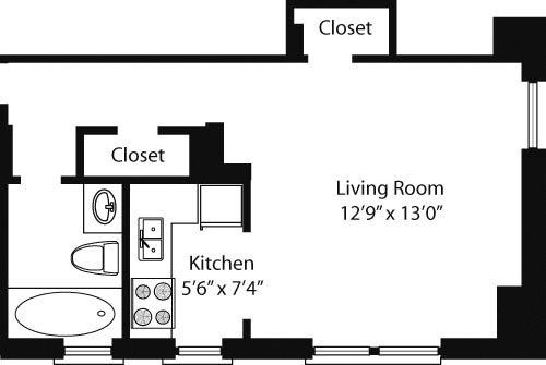 Studio, 1 bath, 369 sqft, $3,030, Unit 04L