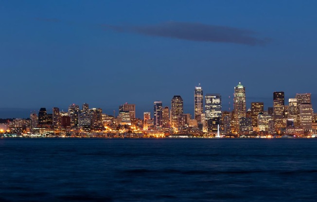 Magical View of Seattle Skyline and Puget Sound at The Whittaker, Seattle, Washington