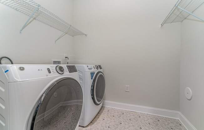 a washer and dryer in a laundry room