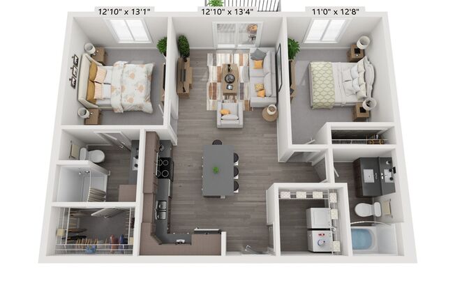 2 beds, 2 baths, 972 sqft, $1,420, Unit 114