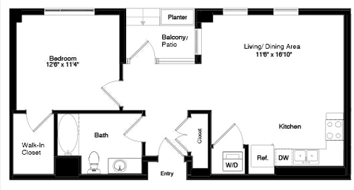 1 bed, 1 bath, 731 sqft, $4,163, Unit 0244