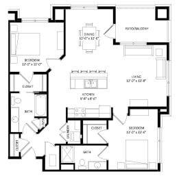 2 beds, 2 baths, 1,161 sqft, $2,320