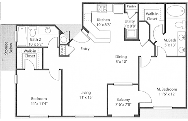 2 beds, 2 baths, 1,022 sqft, $1,389