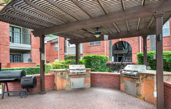 Outdoor grilling area with ample prep space