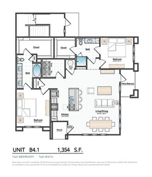 2 beds, 2 baths, 1,354 sqft, $1,865