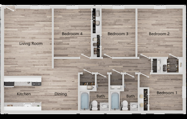 4 beds, 2 baths, 1,058 sqft, $1,575, Unit 573H
