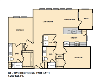 2 beds, 2 baths, 1,200 sqft, $1,799