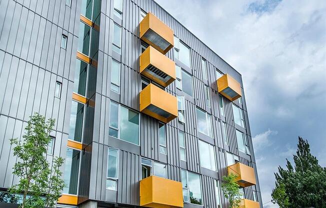 Exterior view of building at Lower Burnside Lofts, Portland