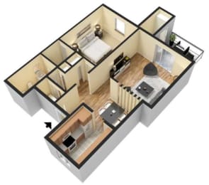 1 bed, 1 bath, 752 sqft, $1,045